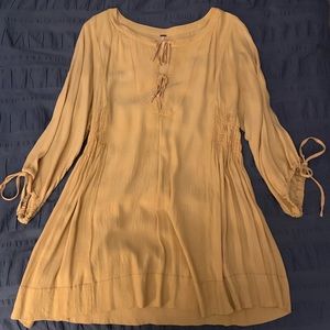 Free People Yellow Long-sleeve Dress